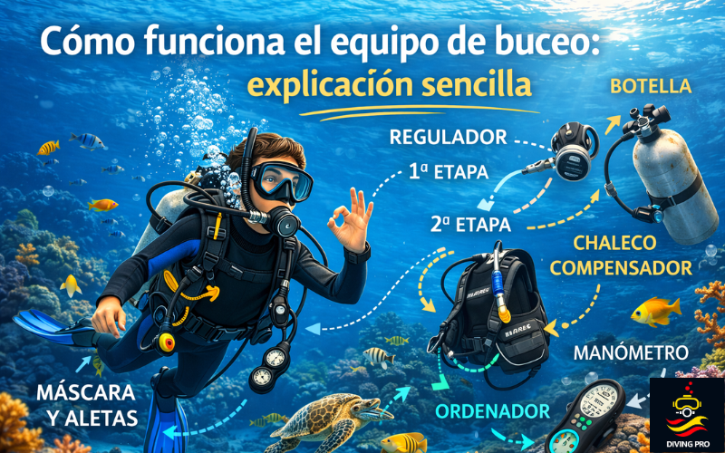 Cómo funciona el equipo de buceo: explicación sencilla